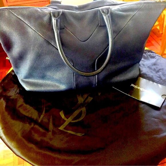 YSL Yves Saint Laurent Pebbled Leather Easy Shoulder Carry All Purse Bag LARGE - Picture 11 of 13